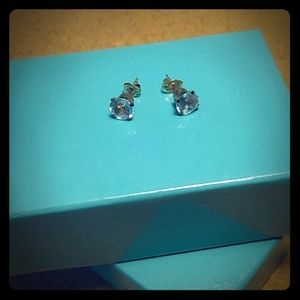 Real Aquamarine 14 kt Gold Setting Post Earrings